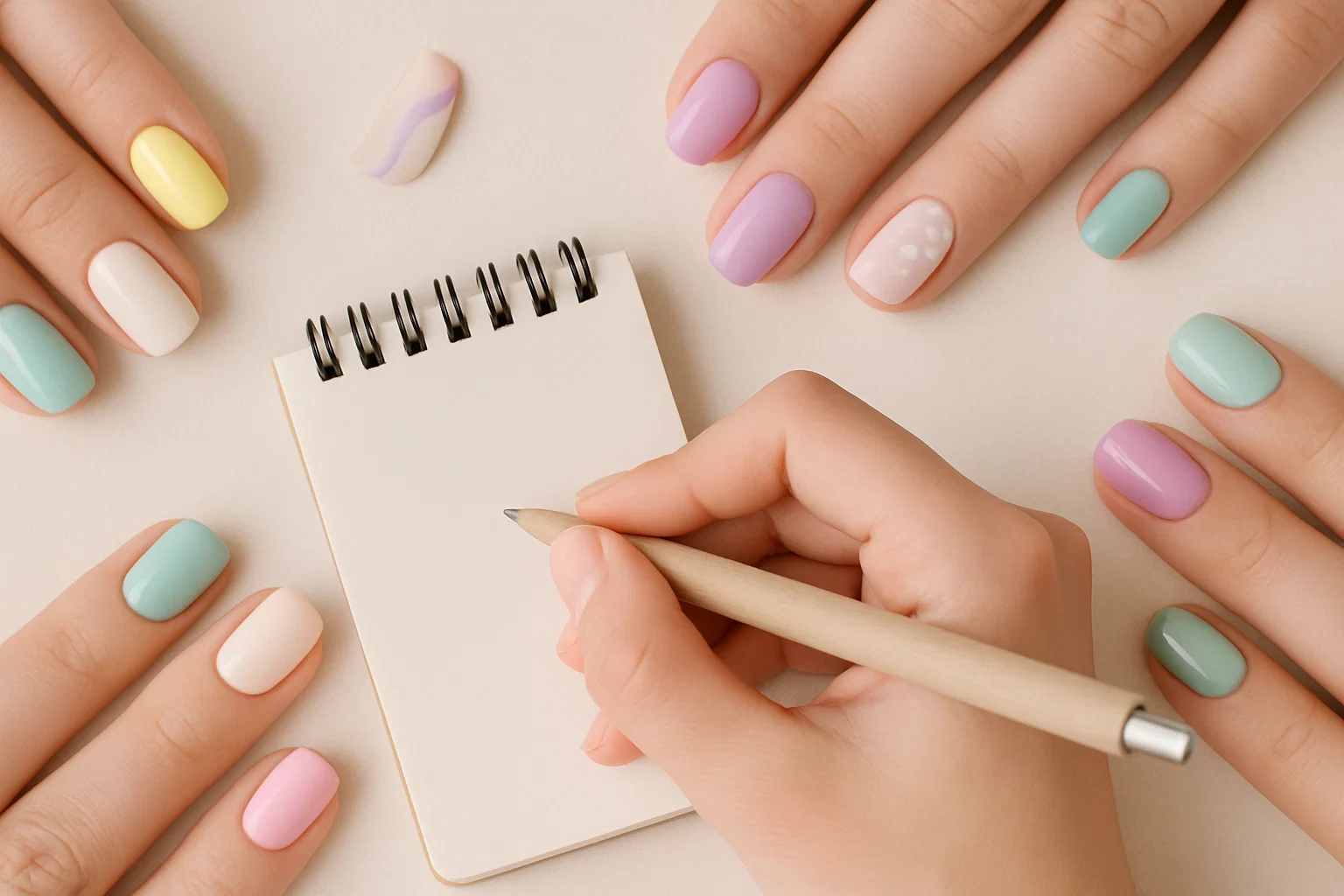 Fondo de uñas para escribir con diseño pastel y elegante