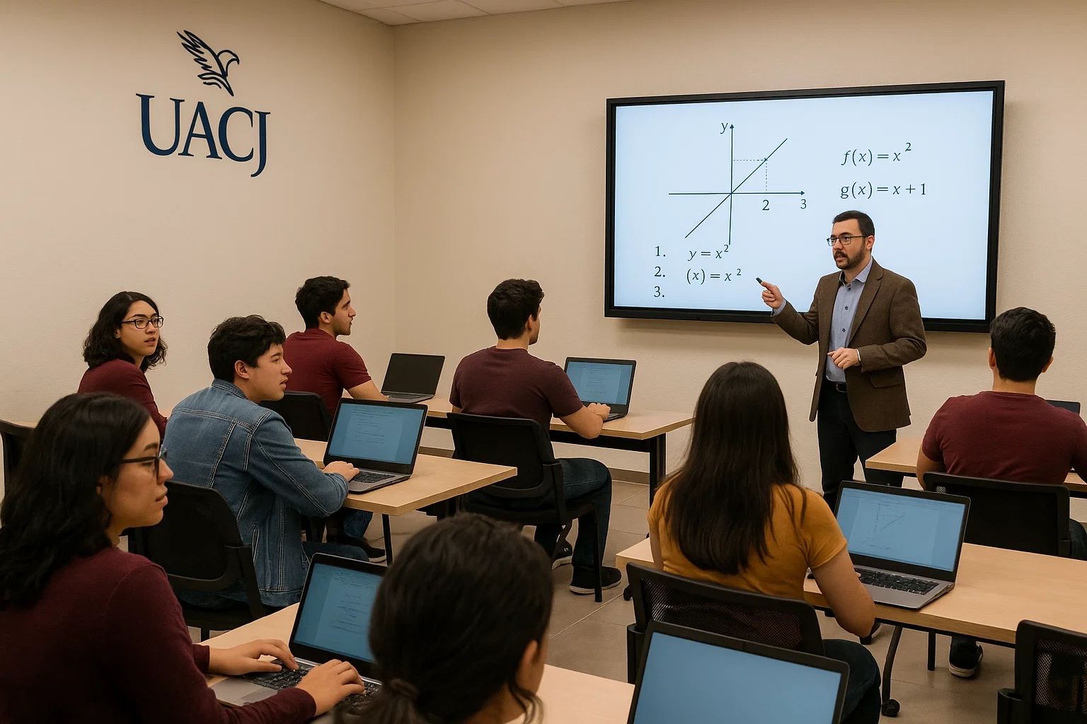 Aula universitaria con estudiantes de la UACJ durante una clase