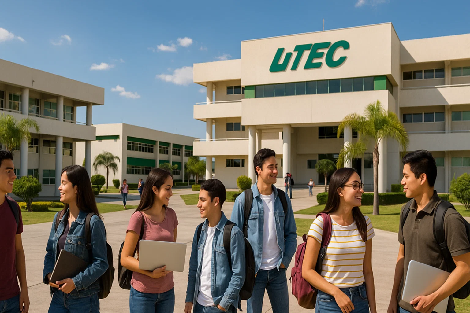 estudiantes en el campus de la Universidad Tecnológica de Tecámac explorando carreras